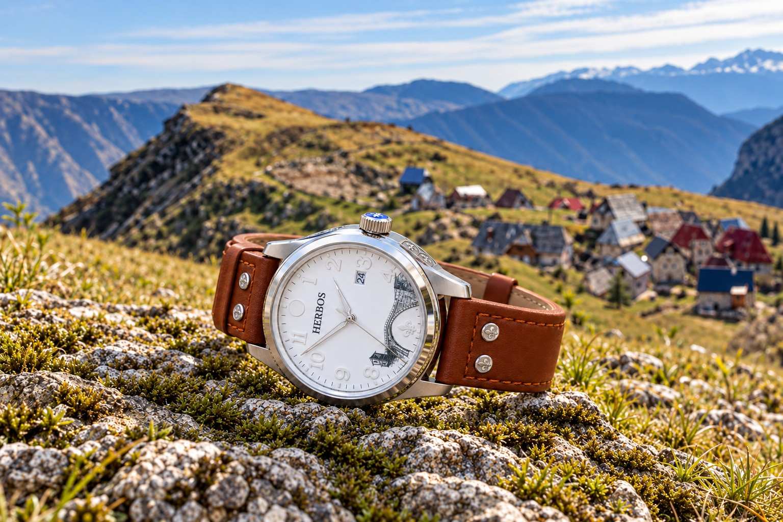 The Herbos Stari Most Edition on a rock above a mountain village